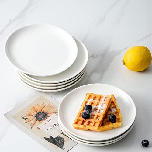 Керамични Десертни чинии XINLTC Бял цвят, Комплект от 8, 5,6 Малки Чинии за Закуски, Малки Чинии за Десерт, закуска и Сос, Вафли,