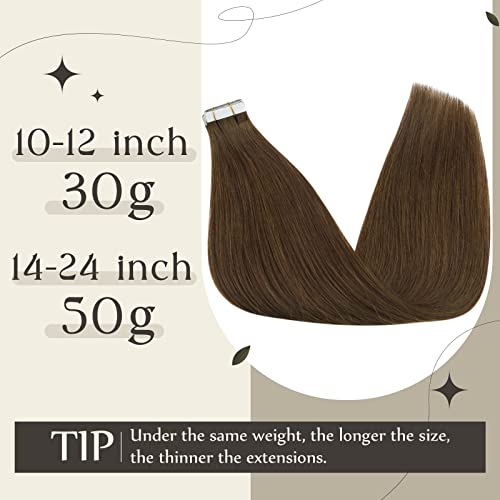 В пълен блясък на 2 опаковки Общо 155 g 4 18-инчов Средно-Кафява Лента за Удължаване на Коса Remy Human Hair + Вшитая в Удължаване на