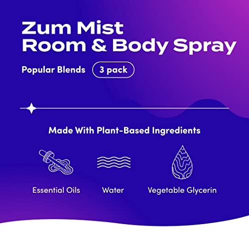 Спрей за стая и тялото Zum Mist - Популярните смеси - Тамян и Смирна, Морска сол, Лавандула, Лимон - 4 ет. унция (3 опаковки)