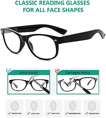 Eyekepper Класически Очила за четене на 80-те години за жените, 5 опаковки, Ридеры в черна рамка, + 2.00