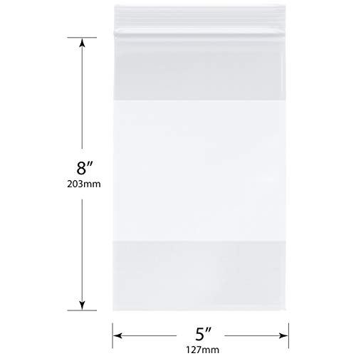 Отново закрываемые найлонови торбички Plymor джоб с бял блок, 2 Мил, 5 x 8 (опаковка от 200 броя)