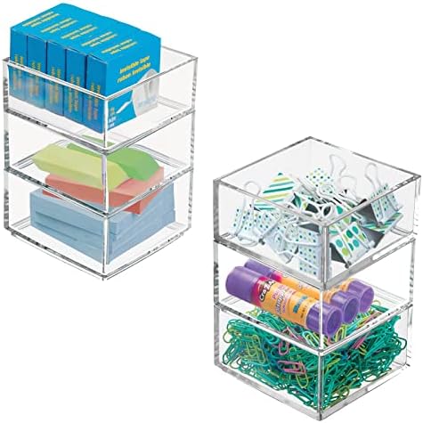 Пластмасов квадратен настолен органайзер mDesign - Създайте секция за чекмеджета домашния офис, на работния плот - Побира химикалки, кламери,