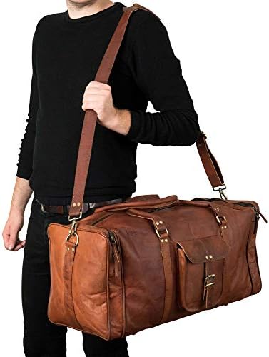 Berliner Bags Реколта Кожена спортна чанта New York за пътуване или фитнес зала, Чанта за през нощта за мъже и жени (Кафяв XL)