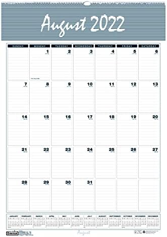 Месечен стенен календар House of Doolittle Bar Harbor в корици, направени от рециклирана тел, 12 x 17, Бели / Сини / сиви листа, за 12 месеца (август-юли): 2022-2023