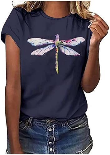 Тениска с Стрекозой за Жени, Сладък Тениски с Образа на водни Кончета, Летни Тениски С Къс Ръкав
