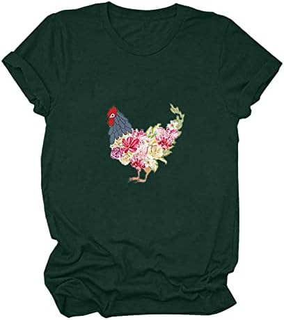 Дамски Тениски с Забавни Принтом Пиле, Ежедневни Тениски с кръгло деколте и Къс ръкав, Модни Летни Ризи с участието на Животни