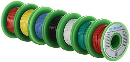 Комплект силиконови кабели BNTECHGO 20 калибър 7 Цветовете на Всеки 25 метра Гъвкав 20 AWG Блокирани Луженый Меден проводник