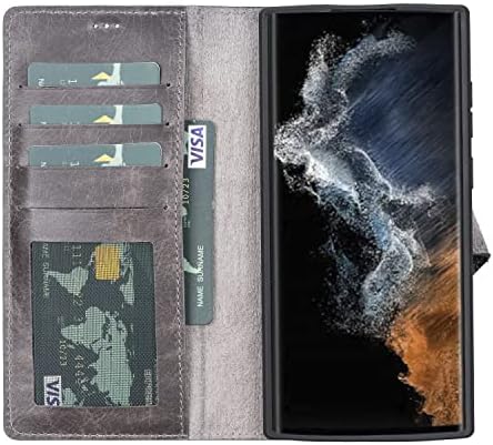Калъф Bayelon Samsung Galaxy S22 Ultra, една Чанта-портфейл от естествена кожа за телефон, свалящ-Портфейл За телефон, Магнитна