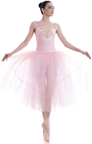 n/a Бледо-Розови Женски Балетные опаковки в Романтичен стил, Костюм на Балерина, Дълга рокля-пакет (Цвят: бледо розово, Размер: