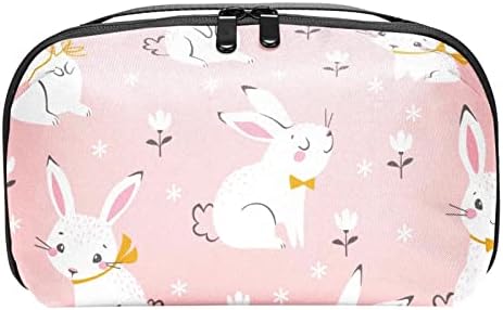 Розова косметичка със заек за чантата си, преносим пътна чанта-органайзер за тоалетни принадлежности, косметичка за жени