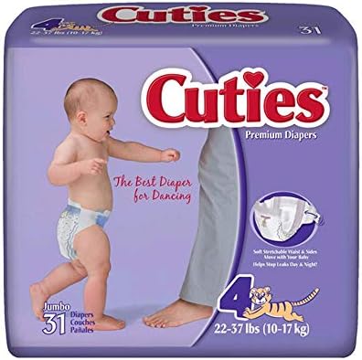 Бебешки пелени Cuties, Размер 4 (22-37 паунда), Калъф /124 (4/31 s)
