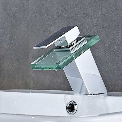 XYYXDD Модерен Стъклен Шкаф за Баня С Водопад На Изхода За Топла и студена Вода Керамичен Клапан С Един отвор и една Дръжка Смесител