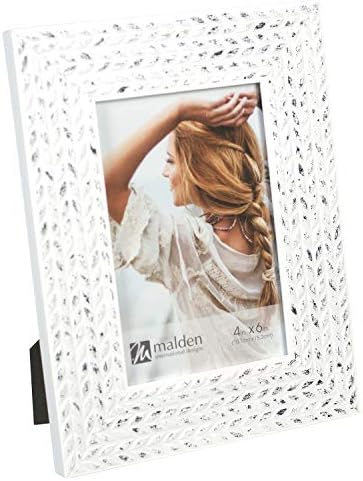 Рамка за снимки Malden International Designs 4x6 с Текстурированным Модел в Бял Цвят