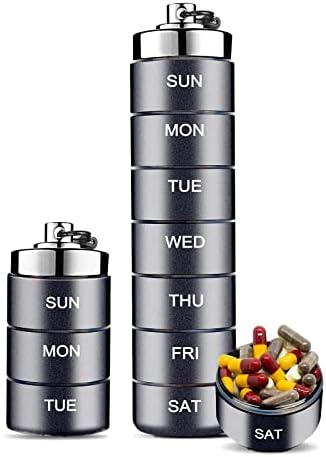 Модерен метален Органайзер за хапчета на седмица, Водоустойчив, Штабелируемая кутия за таблетки за пътуване, джоб за таблетки от Алуминиева