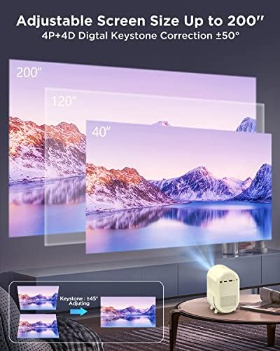 Проектор с 5G WiFi и Bluetooth, собствен проектор GUSOYO directx 8 видеокарта 1080P, Преносим шрайбпроектор на открито обем 12000 л