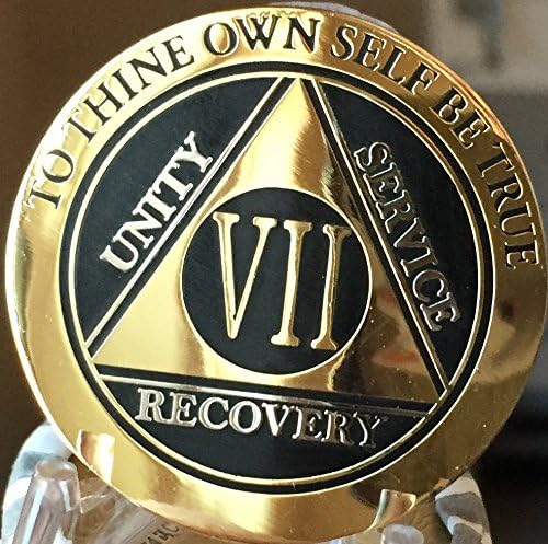 Регенериращ чип, 7-годишният медальон, за анонимни алкохолици, елегантен чип от черното злато и сребро с двойно покритие, чип анонимни