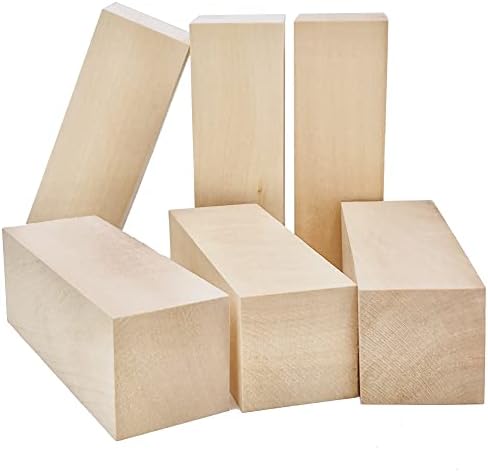 Thiecoc 6 бр. за рязане на Блокове от липа (2 x2x6) Липа за дърворезба, Дървени изделия, Дървени блокове за рендосване на дървен материал
