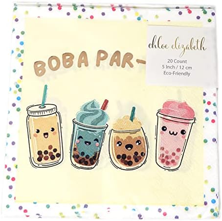 Boba Par-Tea Bubble Tea Party Биоразградими хартиени салфетки за всички дейности (1 опаковка) - общо 20 броя