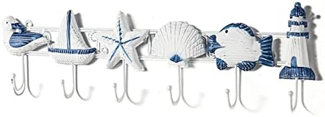 XIAOHESHOP Закачалка за дрехи Стенни, В Средиземноморски Стил, на Дървена Декоративна Кука във формата На Миди Морска Звезда Морски Декор