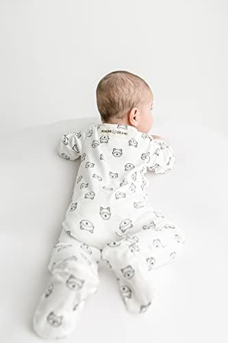 Minime Okami Унисекс, бебешки дрехи за спане и игри, една част Двойна двустранен цип, забавен принт, опаковки от 2