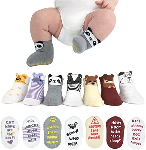 Подаръчен комплект детски чорапи ZIRI & KATUSHA - Подаръци за новородените момчета и момичета - 7 уникални двойки - Сладък и