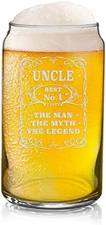 Veracco Мъж, Чичо, Мит, Легенда, Забавни Подаръци За Рожден Ден, Ден на бащата, За баща, Дядо, Баща, Чаша за бира (Прозрачен Стъклен)