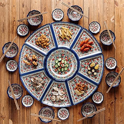 WDBBY Комплект за кръгла маса Чиния за хранене Чиния за супа Гнездо Комплект керамични съдове за готвене Комбинирана прибори (Цвят: A, размер: както е показано)