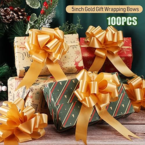100 Бр 5-Инчов Панделки за опаковане на подаръци, Панделки за Опаковане на подаръци с Лента за Коледни подаръци, Сватбена Декорация,