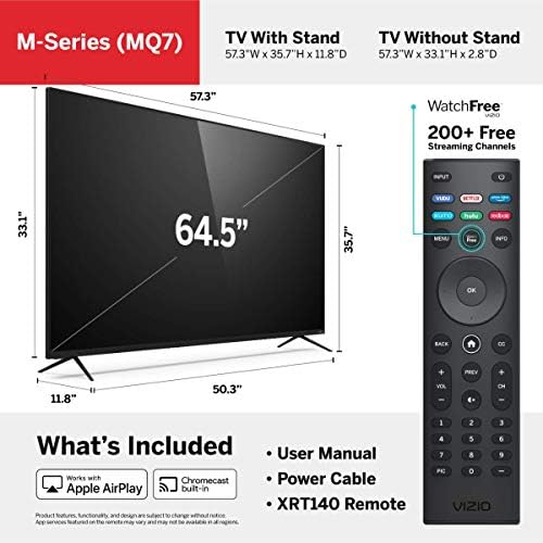 65-инчов смарт tv VIZIO серия M - Quantum 4K HDR (диагонал на 54,5 инча) (M65Q7-H61, 2020)