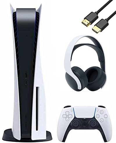 Дискова версия на Playstation 5 за конзолата PS5 в комплект с безжични слушалки Pulse 3D с U-образен конектор HDMI (обновена)