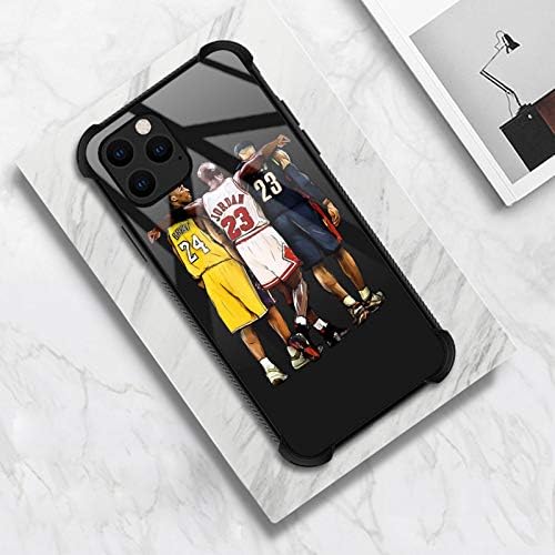 Съвместим с калъф iPhone 12 Mini, Калъфи iPhone 12 Mini от закалено стъкло с изображение на баскетболни звезди на трима души,
