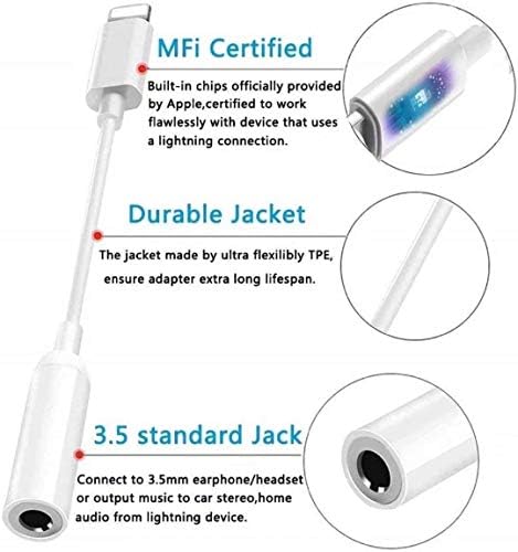 [Сертифициран от Apple ПФИ] 3 серии переходников за слушалки на iPhone, Светкавица 3,5 мм Жак за слушалки, Aux Audio Dongle Адаптер Plug