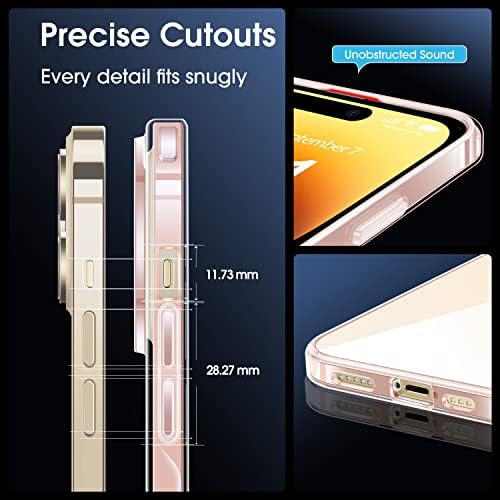 Калъф CASEKOO от розово злато за iPhone 14 Pro, [Съответства на цвета на iPhone] [Надеждна защита от падане] Защитен устойчив