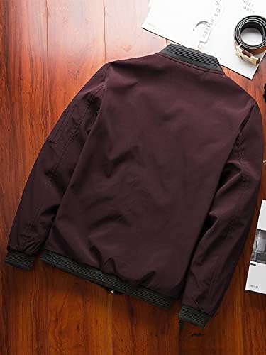 Якета NINQ за мъже - Мъжко яке-бомбер с цип, без тениски (Цвят: тъмно червено, Размер: X-Large)