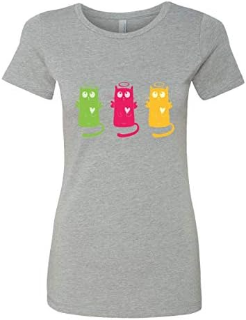 Котките -Ангели, Женска тениска с графичен дизайн, през Цялата деколте, Къс ръкав