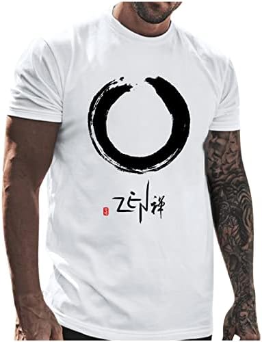 XXBR Мъжки Летни тениски с къс ръкав и графичен писмото принтом в китайски стил с кръгло деколте, спортни, Ежедневни Спортни