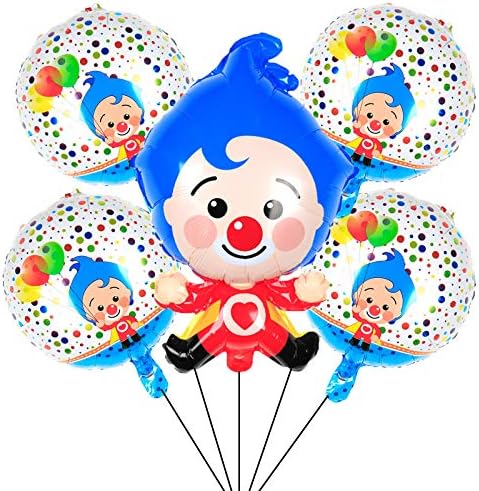 5 бр. балони от фолио Плим Плим за детски рожден ден, украса за парти в стила на детската душа с клоун
