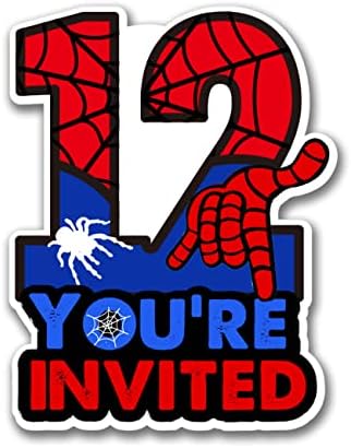Покани за парти в чест на 12-годишнината на супергерой с Конвертами, пощенска Картичка във формата на Покани за рожден Ден на 12-годишно
