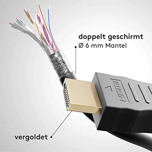 Goobay 38516 Високоскоростен HDMI кабел с Ethernet, Златно, Черно, Диаметър 6 мм, дължина на кабела 1,5 м
