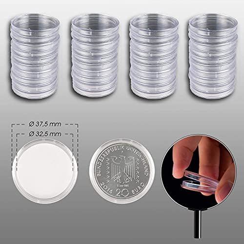 40 Капсули за монети Prophila с вътрешен диаметър 32,5 мм, като за 10 (до 2015 година) /20/25 евро монети URO