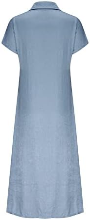 Секси Лятна рокля Géneric 2023, Свободно Джинсовое Рокля с V-Образно деколте и принтом Копчета, Дълга Рокля с Къс ръкав
