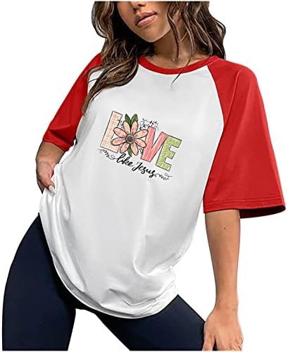 Дамски Модни Летни Ежедневни Тениски с Кръгло деколте и Къс ръкав, Принтом във вид на Любовни Писма, Ежедневни Свободни Тениски с Модел