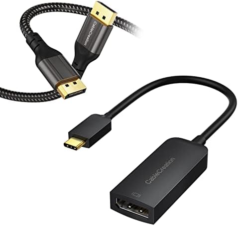 Създаване на USB кабел C към адаптер за Дисплей 8K @ 30Hz HDR в комплект с кабел 8K DisplayPort 1.4 дължина от 6 фута, съвместима