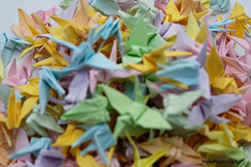 100 Хартиен Кран Оригами Сладък Цветен Хартиен Кран Оригами Дължина 3,81 см 1,5 инча за Сватбен Декор Origamipolly