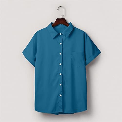 Тениска за момичета Есен-Лятото с Къс ръкав 2023, Поло Копчета, Основна Блуза Свободно Намаляване на