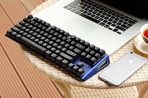 Ръчна Детска клавиатура Rantopad MXX - 87 Клавиши, Бяло осветяване, Червено Ключове, Синя Алуминиева капачка, переворачивание