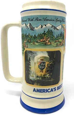 1987 Лимитирана серия Керамични чаши бира Heileman's Old Style, издадена в старинен стил лимитирана серия