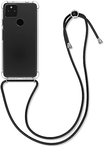 Калъф kwmobile през рамо, Съвместима с калъф Google Pixel 5a 5G - Прозрачен калъф за телефон от TPU с каишка за кабела-дантела - Прозрачен