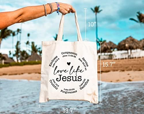 GXVUIS Love Like Jesus Холщовая Чанта-Тоут за Жени, Естетически Многократна употреба за Хранителни стоки Чанти На Рамо, Забавни Християнски
