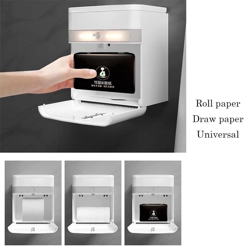 MIAOHY Стенен Държач За Тоалетна Хартия С Интелигентен Сензор на Led Осветление Кутия За Съхранение на хартиени Кърпички В Банята